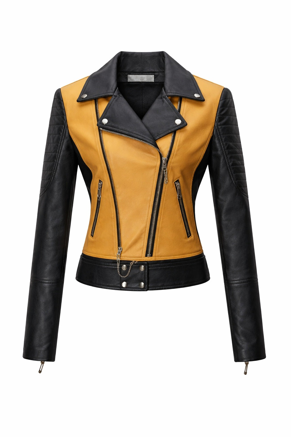WLJ09 Womens Tanming Real Faux Leather Moto Girls Biker Slim Fit Jacket