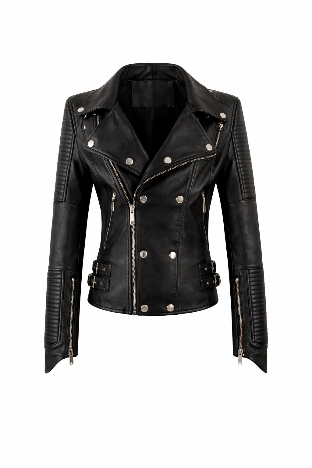 WLJ13 Womens Motorcycle Bomber Black Biker Real Leather Stylish Slim Fit Jacket