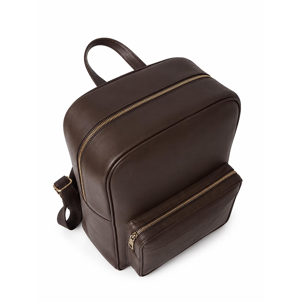 Dark Chocolate Leather Backpack, Handmade Laptop Travel Work Bag