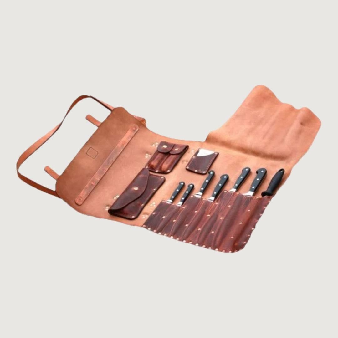 Genuine Classic Leather Knife Roll with Lightweight design