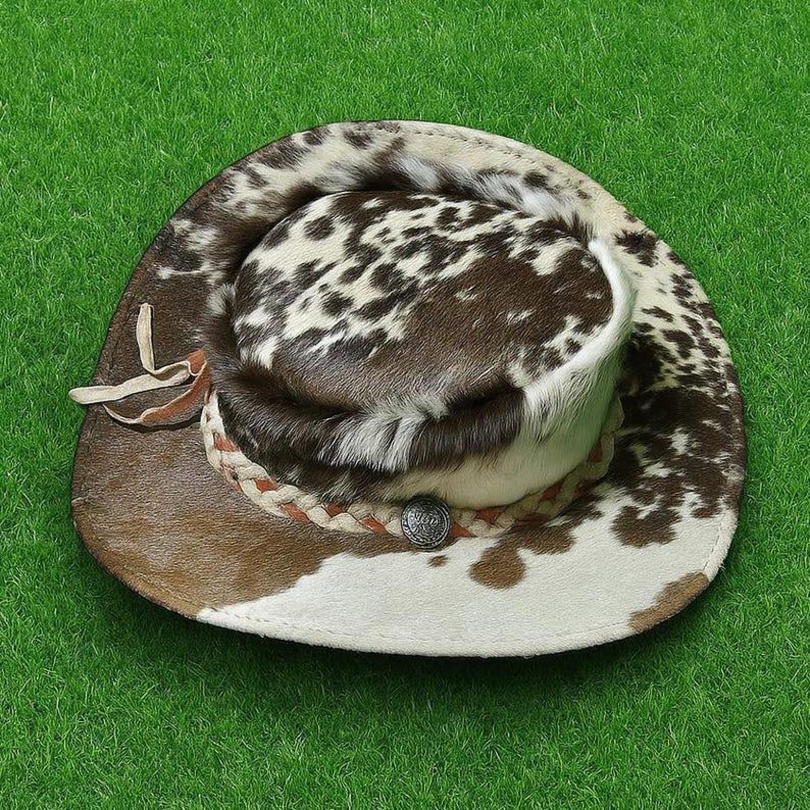Handmade Cowhide Leather Top Hat Steampunk Western Cosplay Accessory
