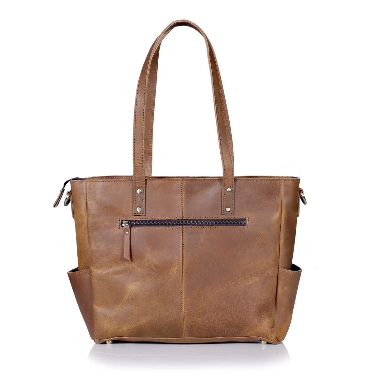marilyn buffalo leather laptop tote bag-tan
