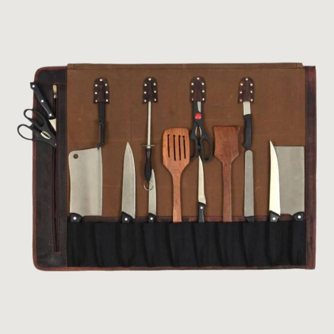 Tuscania Heritage Leather Knife Roll With Italian Inspired Design