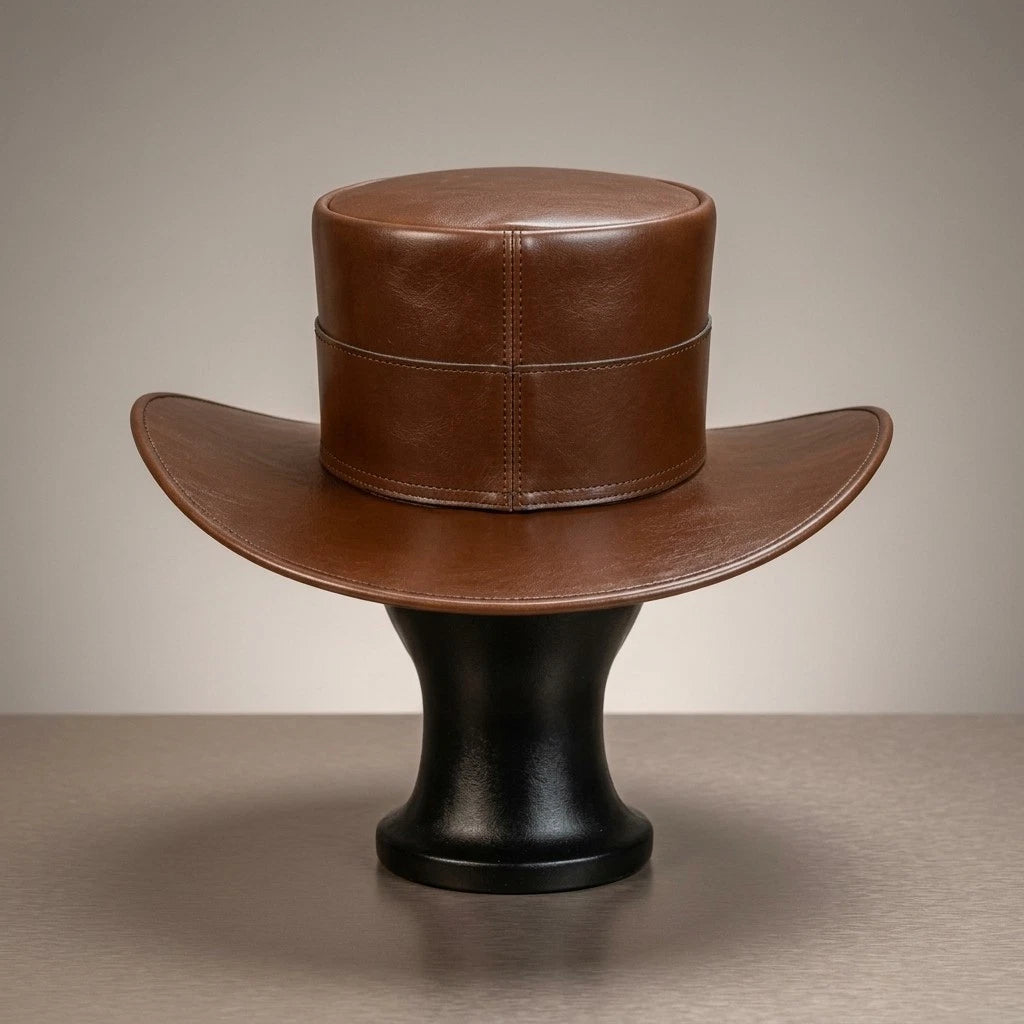 Brown Western Cowboy Hat Mens Womens Wide Brim Vintage Country Ranch Costume