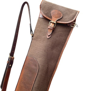 Western Rifle Scabbard 50 Leather  Canvas Rifle Cover with Fur Lining and Adjustable Strap  Vintage Brown Shotgun