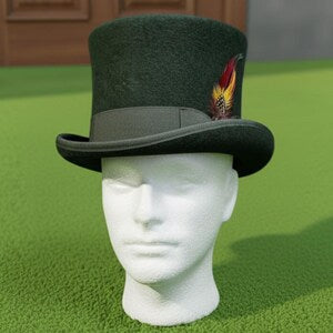 Handmade Wool Felt Top Hat with Feather Victorian Gothic Steampunk Style