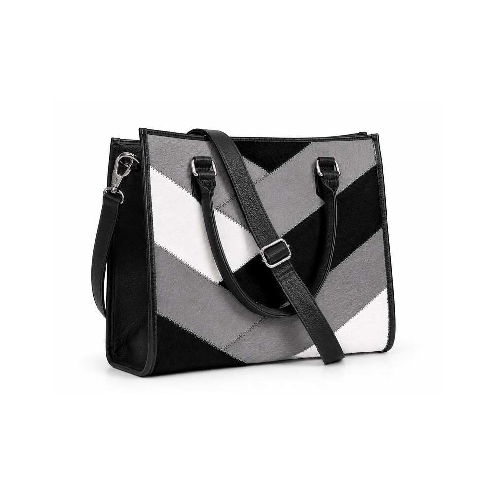 Cow Hairon Leather Tote Bag Western Patchwork Bohemian Handbag