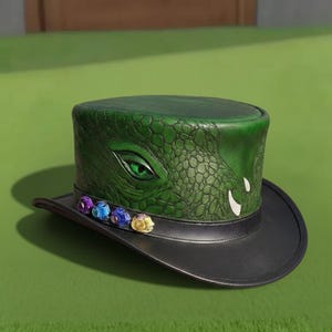 Handmade Leather Dragon Steampunk Top Hat Gothic Fantasy Victorian Cosplay Hat