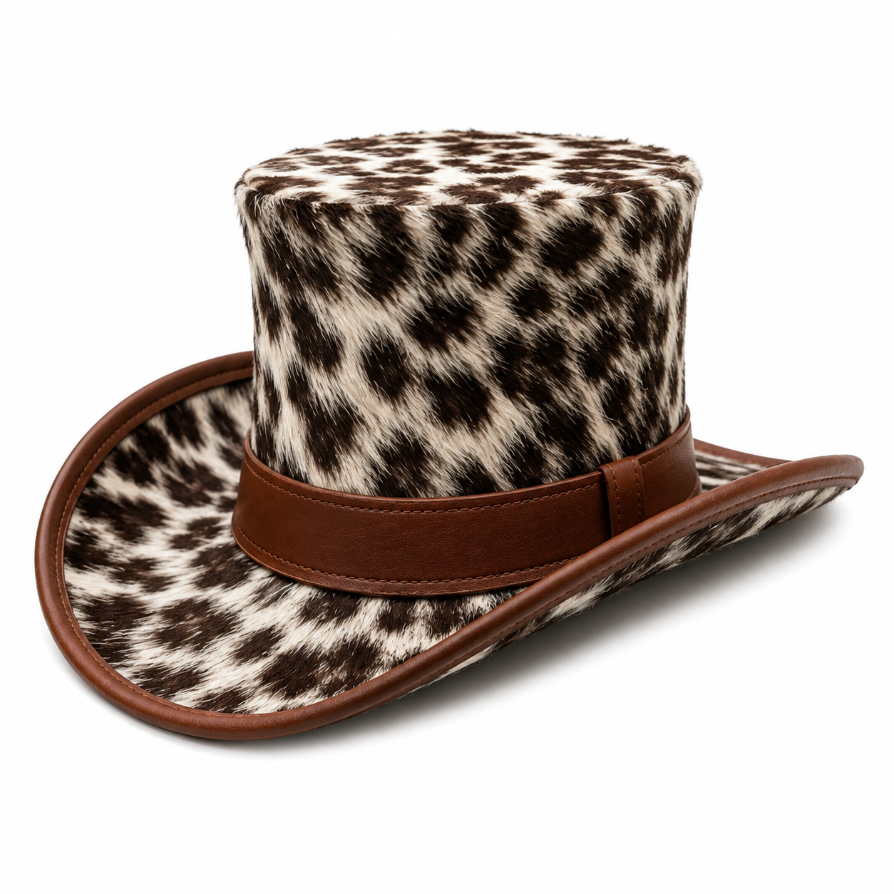 Handmade Cowhide Leather Steampunk Top Hat  Rustic Western Cosplay Accessory