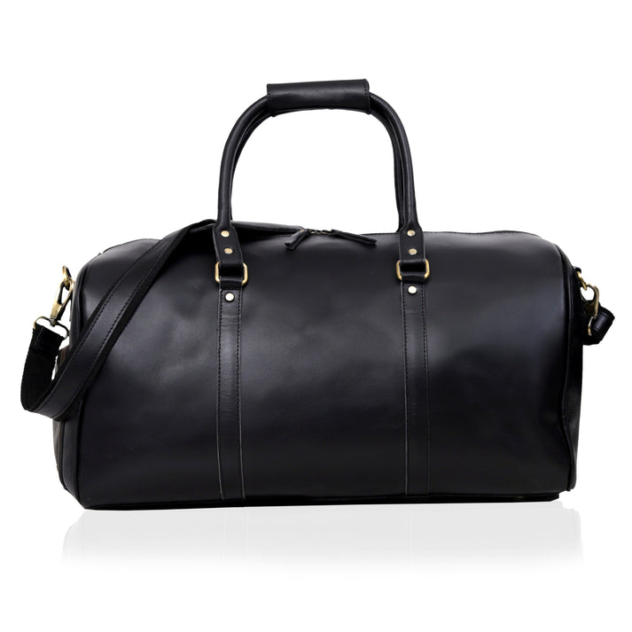JOHN LEATHER DUFFEL BAG FOR MEN  BLACK