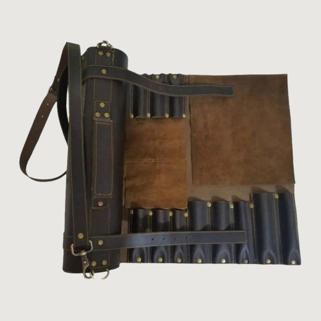 Dark Brown Executive Leather Knife Roll