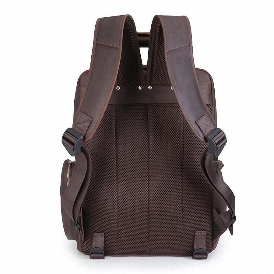 Large Leather Backpack Camera Bag with Tripod Holder