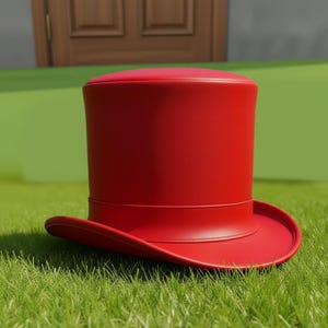 Red Leather Top Hat Bold Curved Brim Artistic Festival Wear