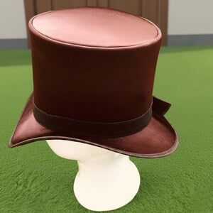 Handmade Silk Leather Top Hat with Band Steampunk Gothic Festival Cosplay
