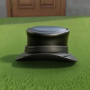 Handmade Black Leather Top Hat Steampunk Gothic Cosplay Formal Wear