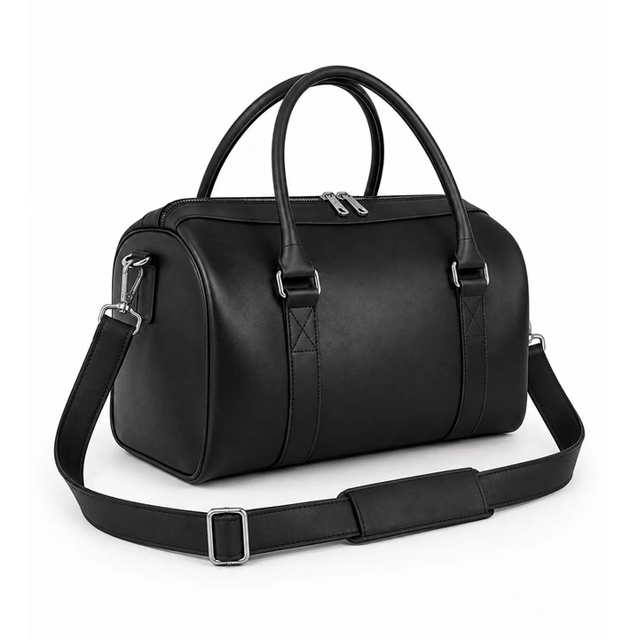Handmade Black Cow Leather Duffle Bag Western Style Travel Gym Bag