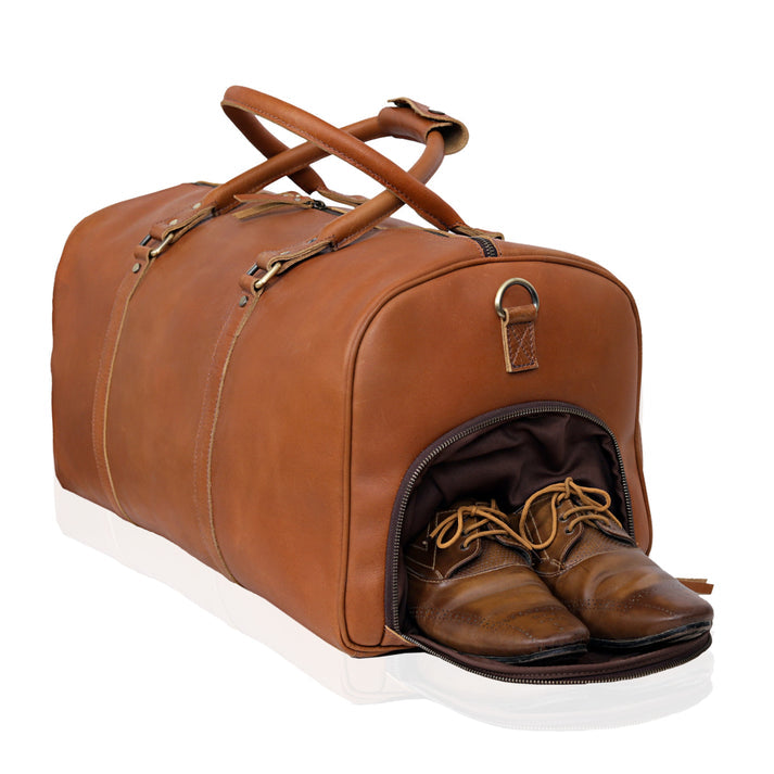 LEATHER DUFFEL BAG FOR MEN  TAN