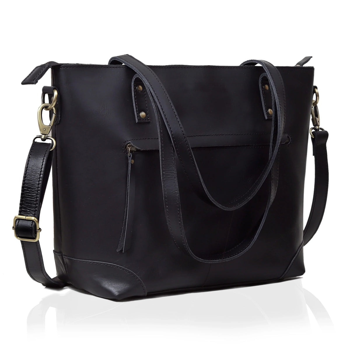 marilyn buffalo leather tote bag-black