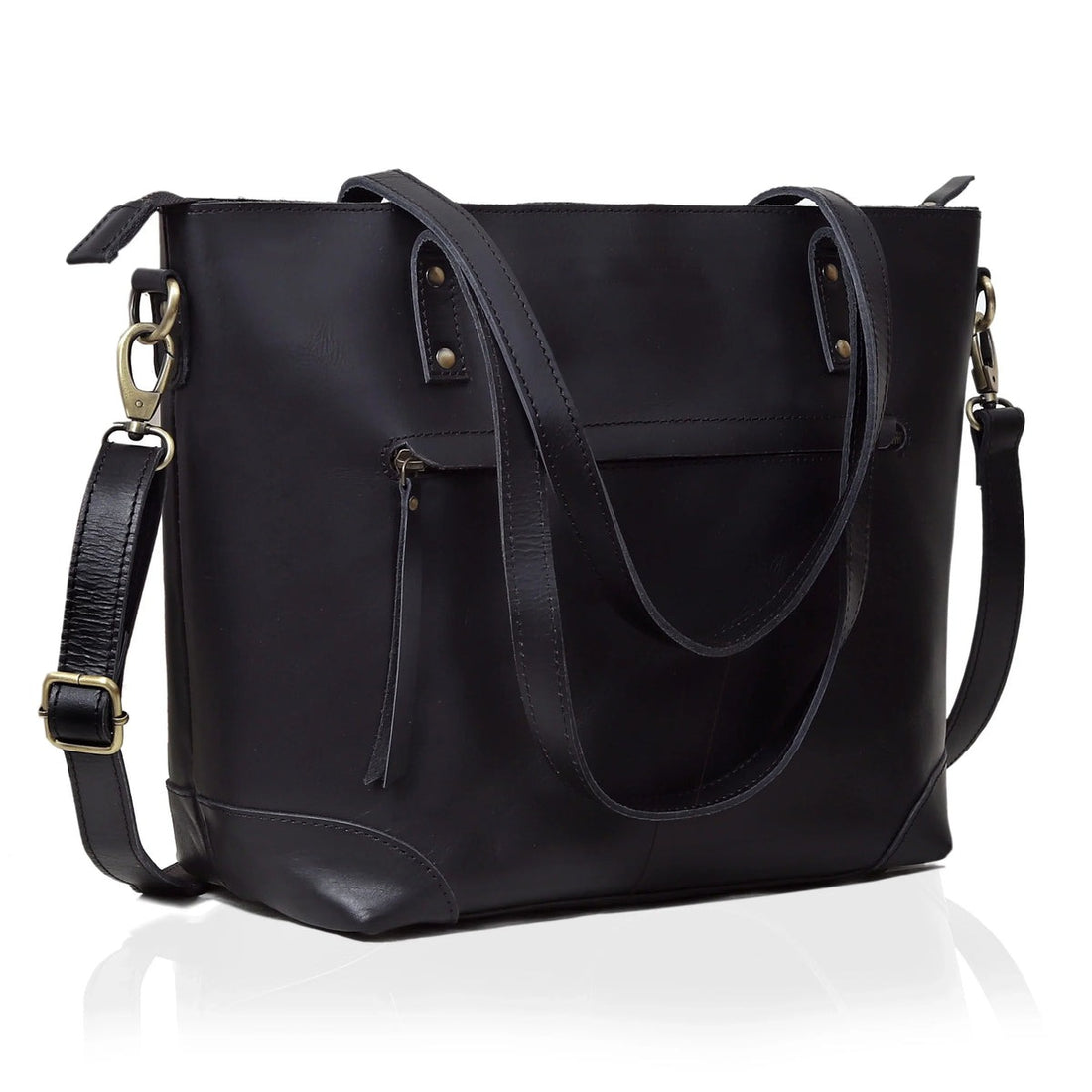 marilyn buffalo leather tote bag-black