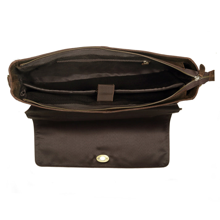 CAPTAIN BROWN LEATHER MESSENGER BAG  16 INCH
