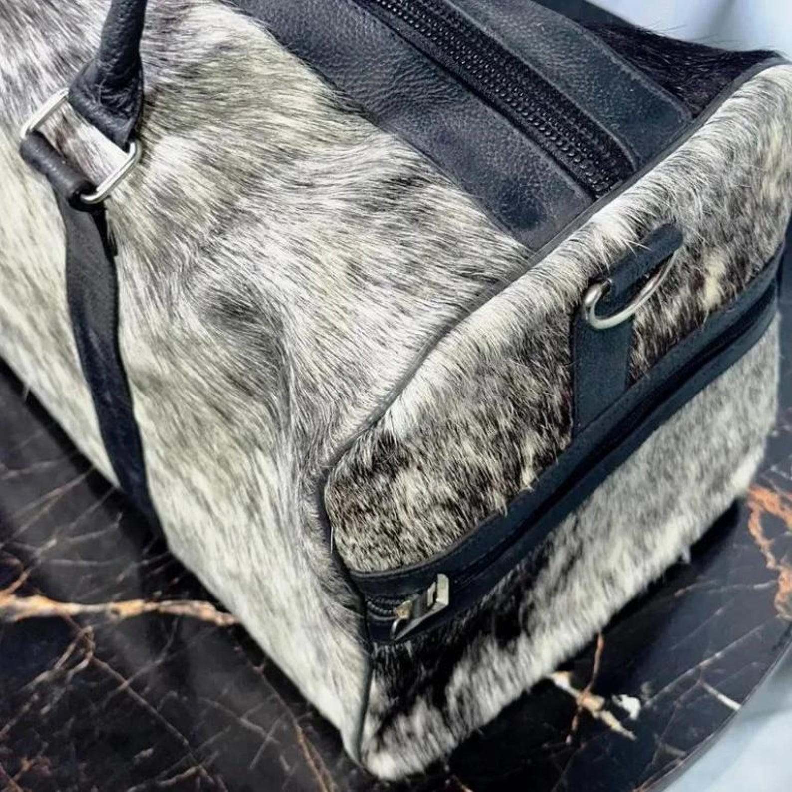 Cowhide Leather Duffel Bag  Handmade Travel Gym Bag