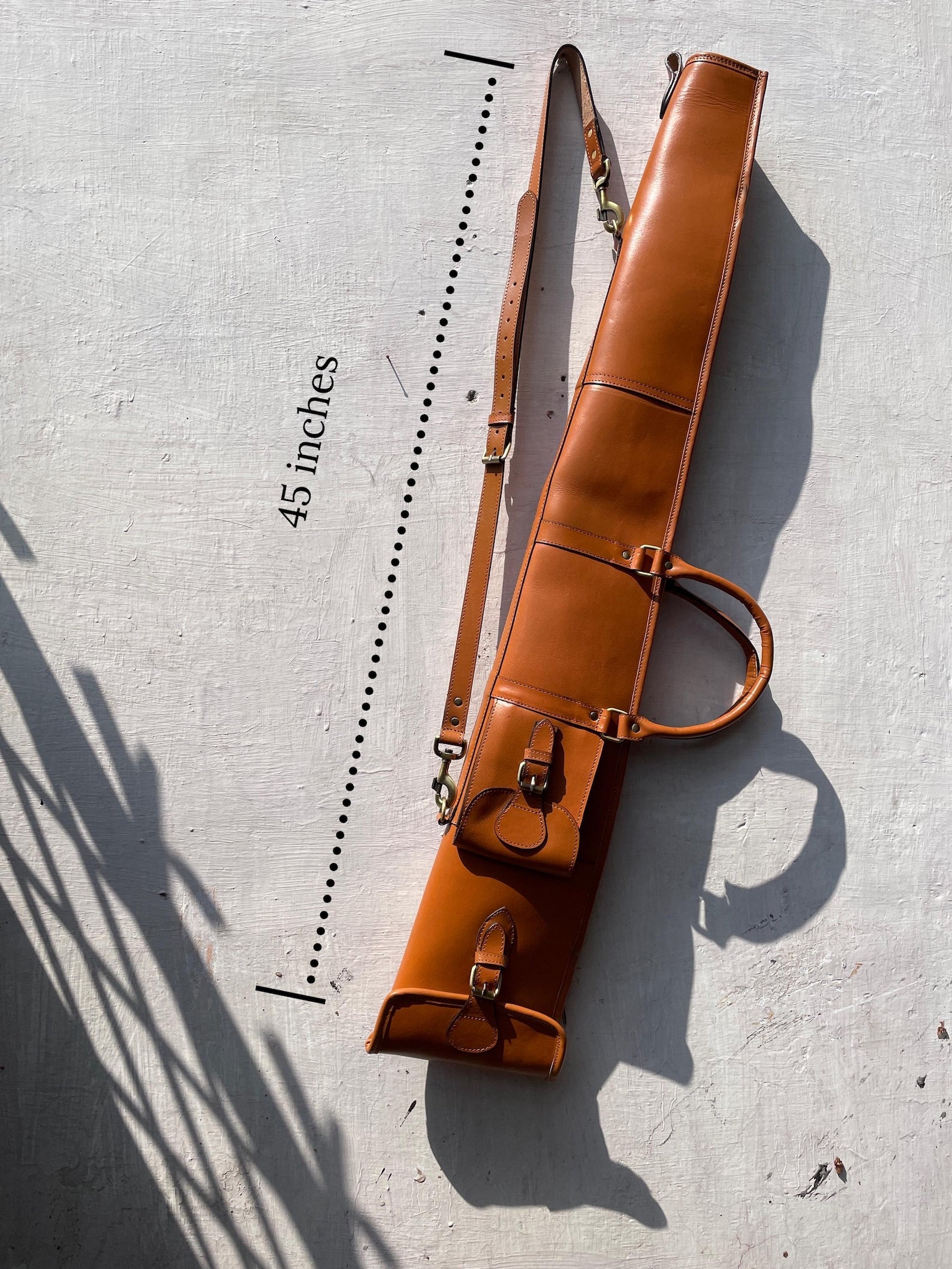 45 Tan Leather Rifle Scabbard  Western Gun Scabbard with Fur Lining
