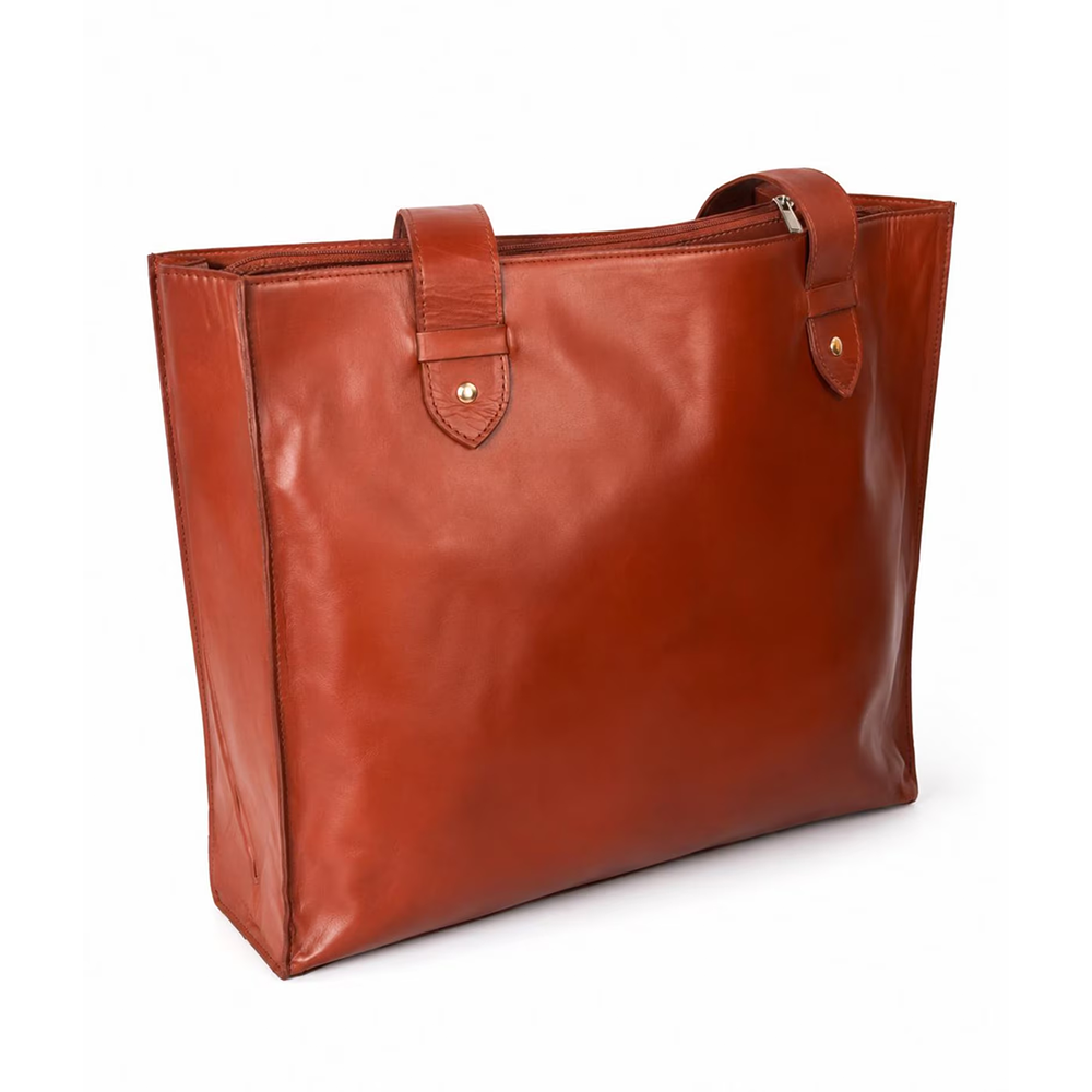 Handmade Crazy Horse Leather Tote Bag  Minimalist Cowhide Shoulder Work Laptop Handbag