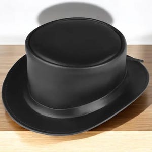 Handmade Black Leather Top Hat Steampunk Gothic Victorian Style cosplay