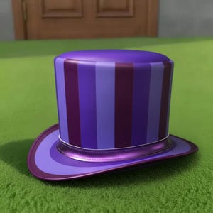 Handmade Purple Striped Top Hat Leather Steampunk Cosplay Festival Gothic Style