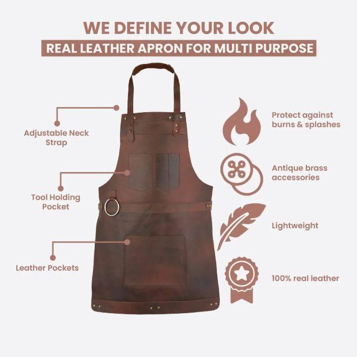 Artisan Dark Brown Full Grain Leather Apron
