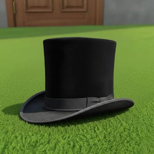 Handmade Black Steampunk Top Hat  Silk Victorian Hat for Men Cosplay Costume