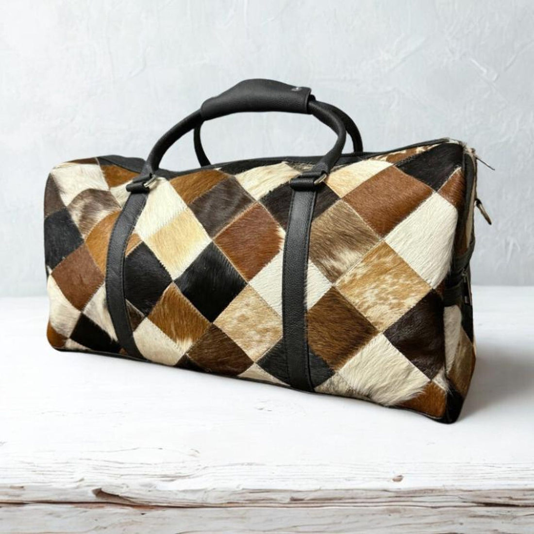 Handmade Cowhide Duffel Bag Leather Weekend Travel Bag