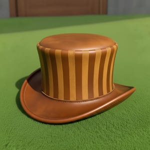Handmade Striped brown Leather Top Hat Steampunk Victorian Cosplay