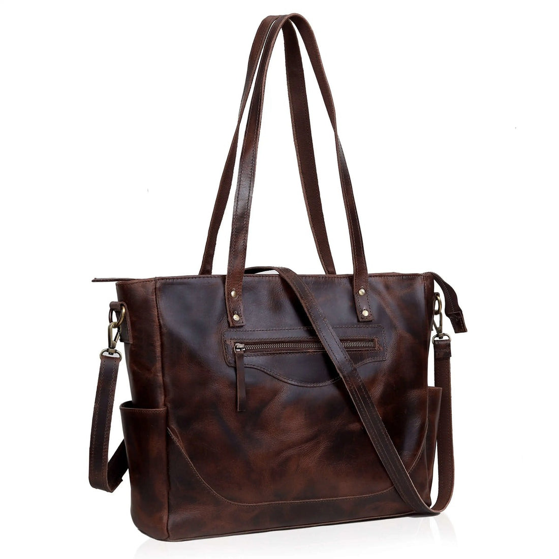 marilyn buffalo leather laptop tote bag brown