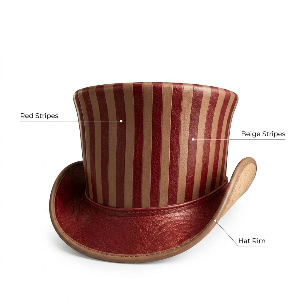 NEWHYPEINTERNATIONAL Victorian Steampunk Burgundy Stripe Top Hat Costume Hat