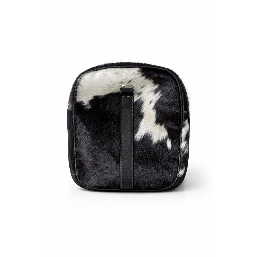 Black White Cowhide Duffle Bag  Genuine Leather Western Travel Weekender (22 Inch)