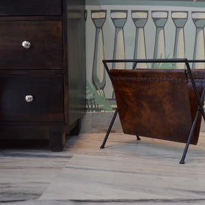 Folding Leather Magazine Rack Newspaper Holder