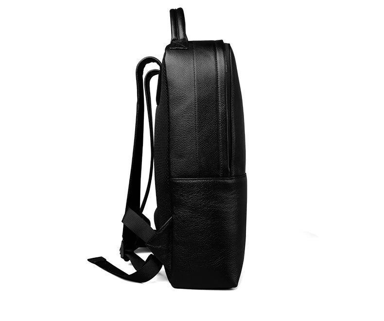 Black Pebbled Leather Backpack Slim Black Leather Backpack