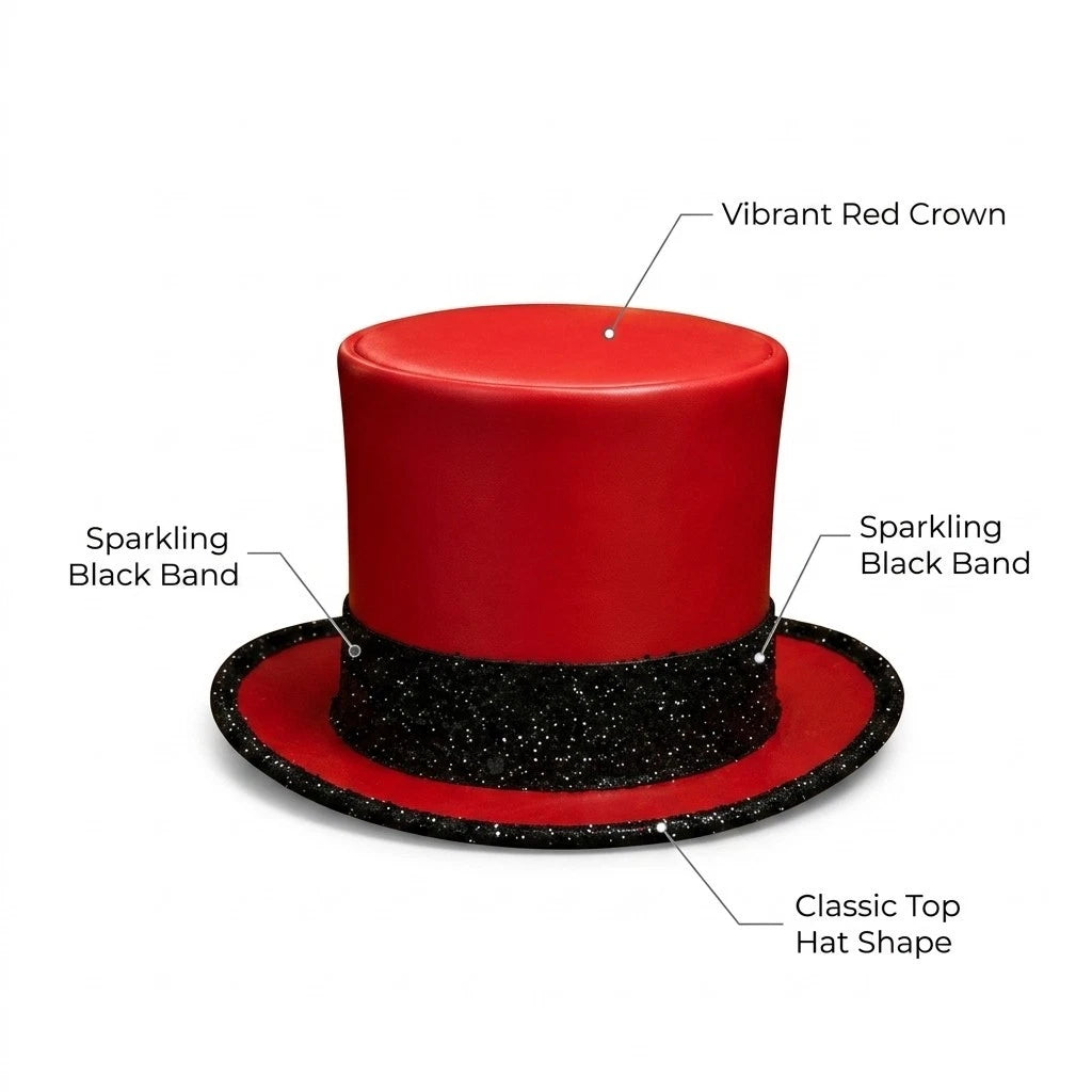 NEWHYPEINTERNATIONAL Red Black Top Hat Magician Circus Gothic Stage Costume