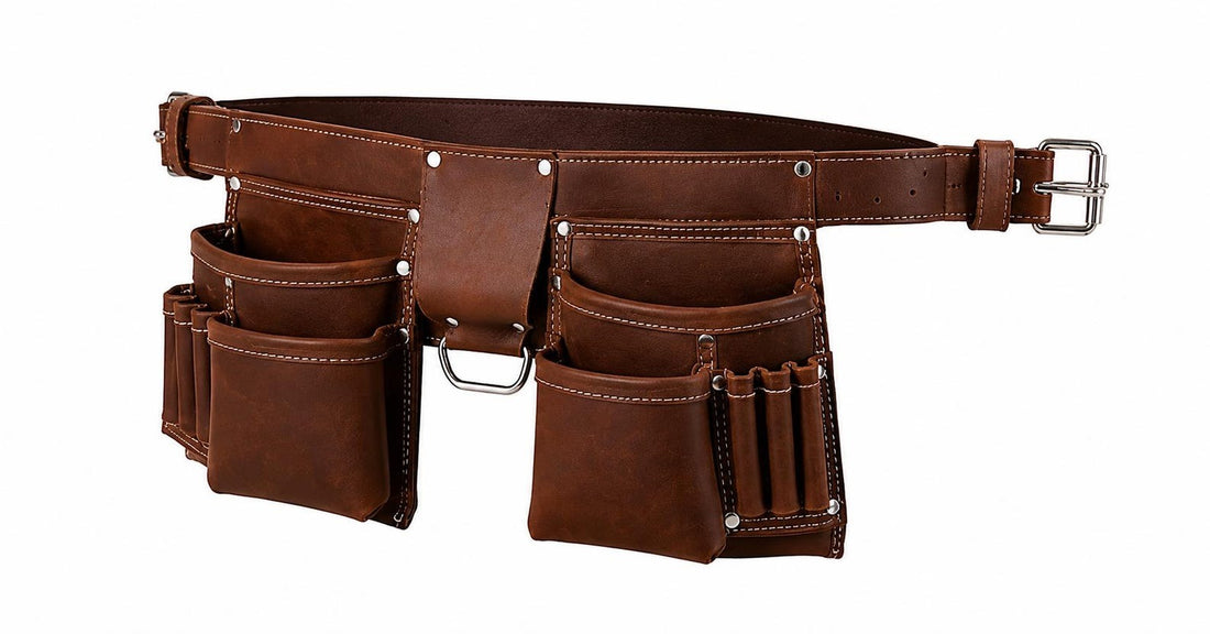 Chestnut Brown Tool Belt  Multi Pocket Leather Design with Loops