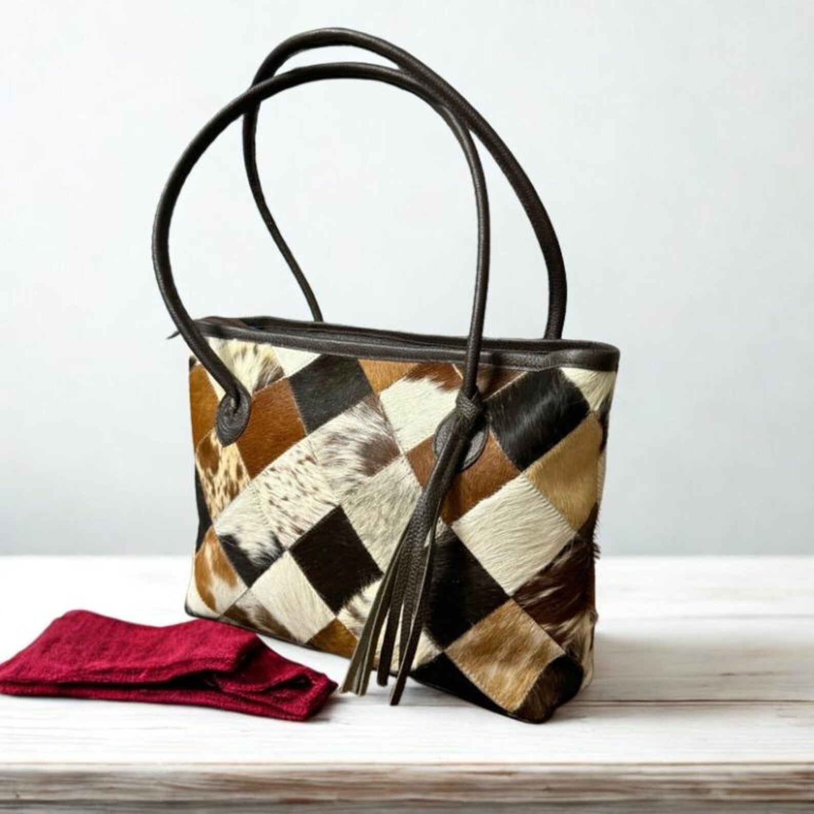 Hair On Cowhide Tote Bag Handmade Leather Shoulder Bag