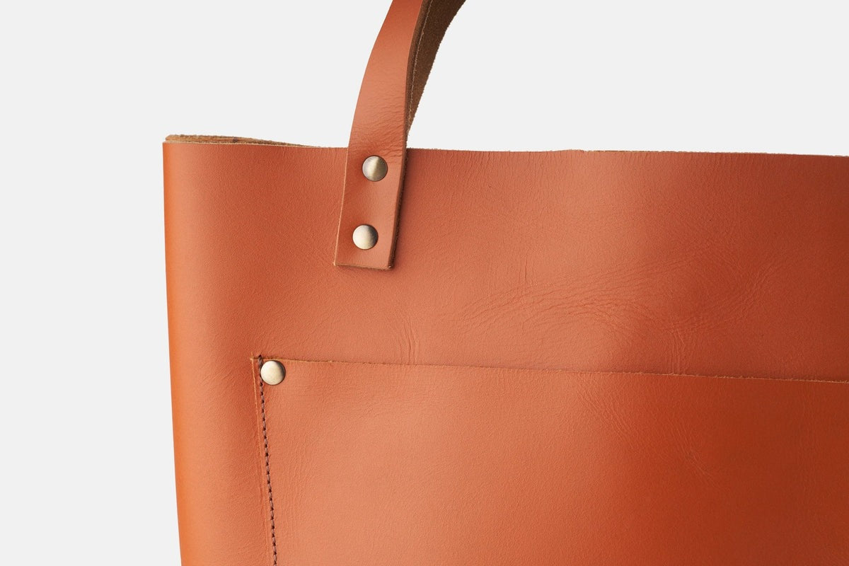 classic leather tote bag - tan