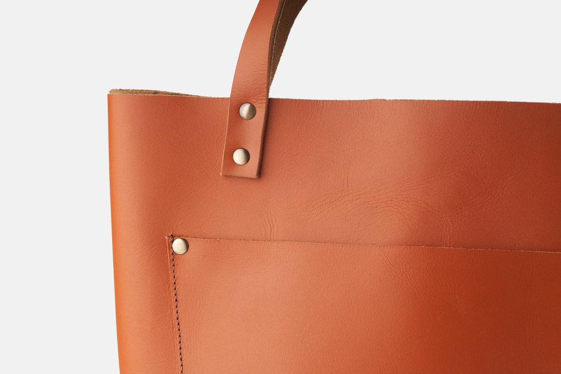 classic leather tote bag - tan