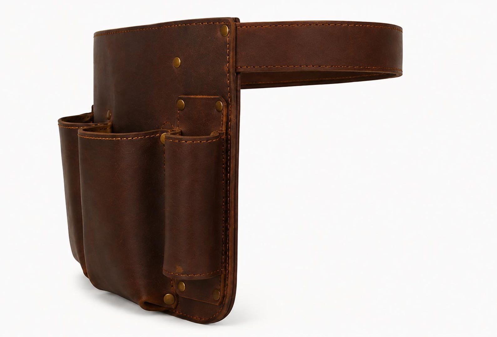 Dark Brown Leather Florist Tool Belt  Stylish Floral Supply Organizer