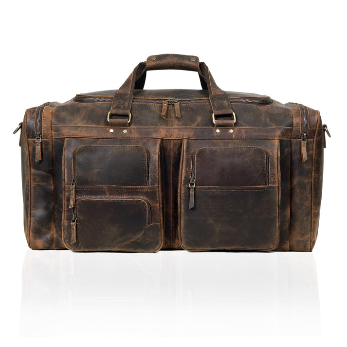 Buffalo Leather Weekend Travel Holdall Bag  Brown