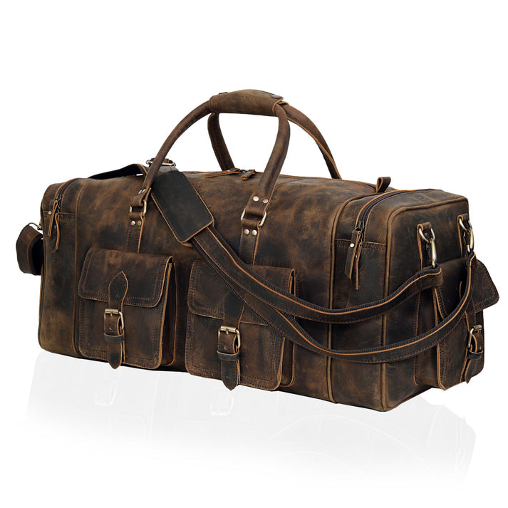 NEW JERSEY LEATHER DUFFEL BAG VINTAGE  BROWN  20 INCH
