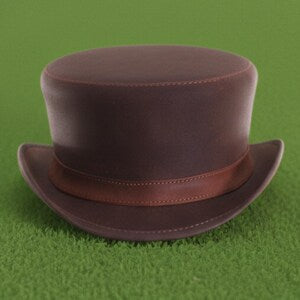 Handcrafted Dark Brown Leather Top Hat Matching Stitched Hatband  Steampunk Victorian Cosplay
