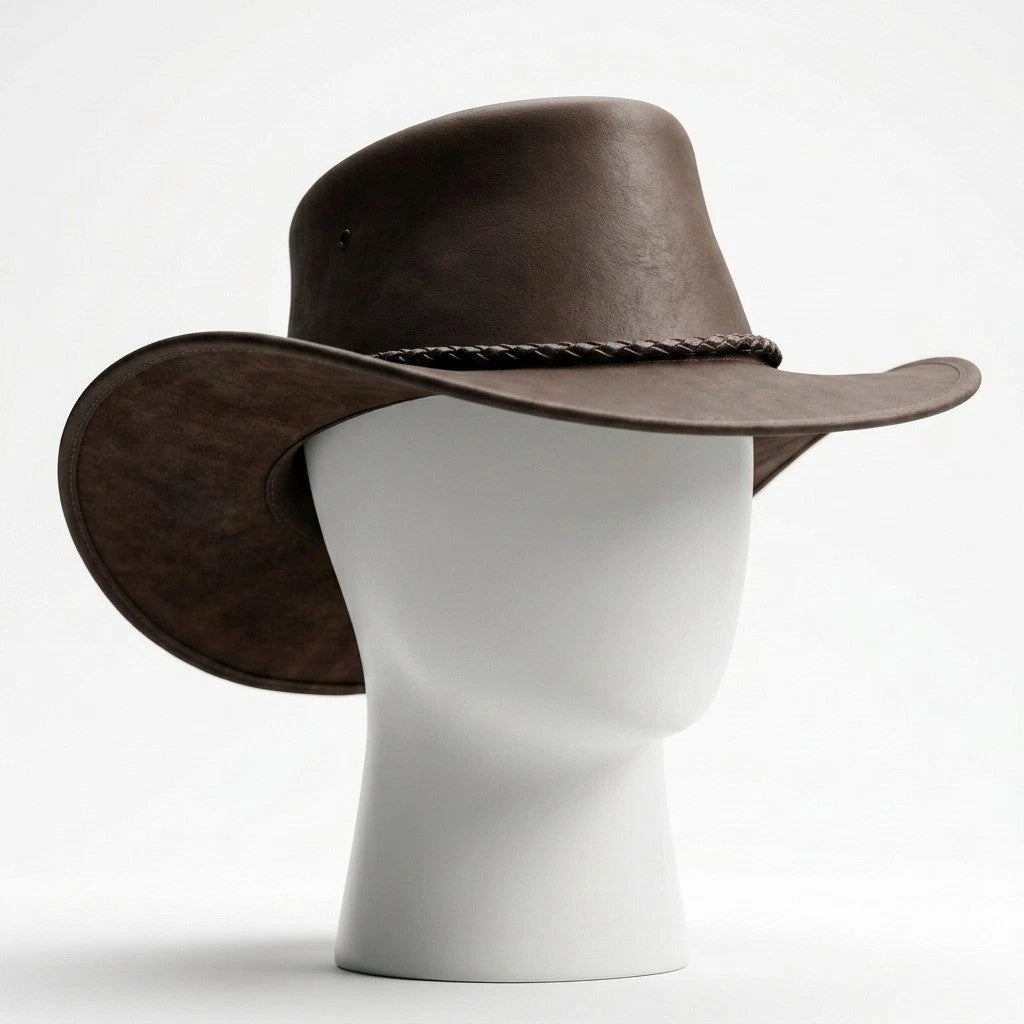 Australian Style Cowboy Hat Genuine Leather Top Quality Western Leather Hat