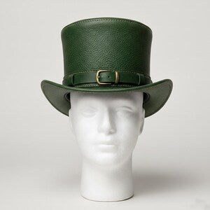 Handmade Green Leather Top Hat Steampunk Festival Western Costume Hat