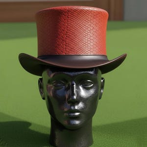 Handmade Leather Snake Pattern Top Hat Steampunk Gothic Cosplay
